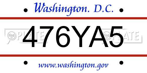 476YA5 District Of Columbia License Plate