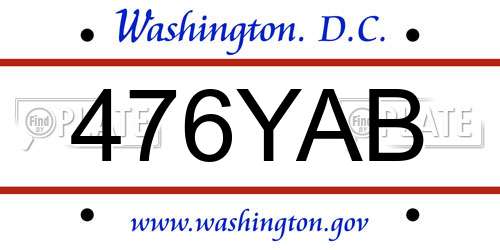 476YAB District Of Columbia License Plate