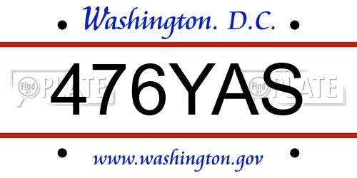 476YAS District Of Columbia License Plate