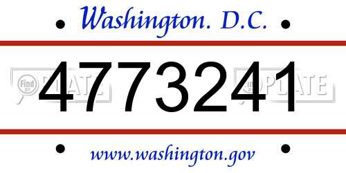 4773241 District Of Columbia License Plate