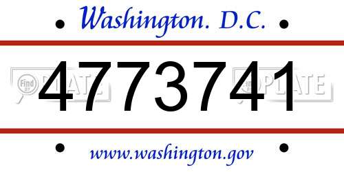 4773741 District Of Columbia License Plate