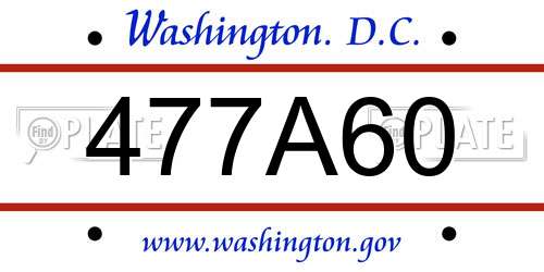 477A60 District Of Columbia License Plate