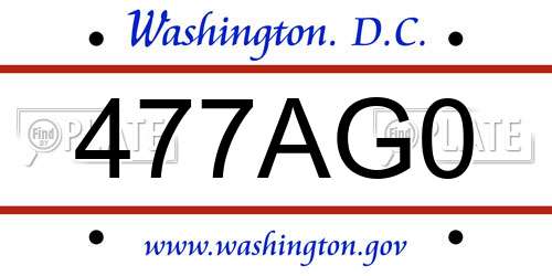 477AG0 District Of Columbia License Plate
