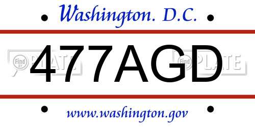 477AGD District Of Columbia License Plate