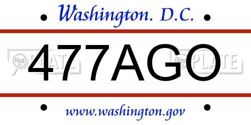 477AGO District Of Columbia License Plate