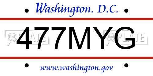 477MYG District Of Columbia License Plate
