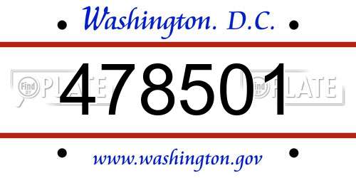 478501 District Of Columbia License Plate