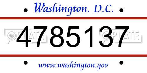 4785137 District Of Columbia License Plate