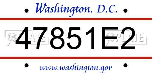 47851E2 District Of Columbia License Plate