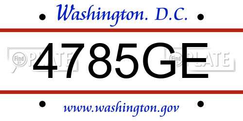 4785GE District Of Columbia License Plate