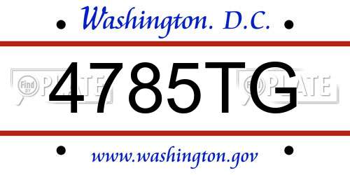 4785TG District Of Columbia License Plate