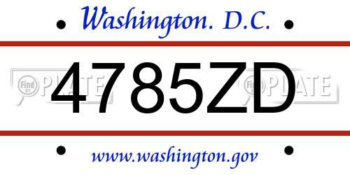 4785ZD District Of Columbia License Plate
