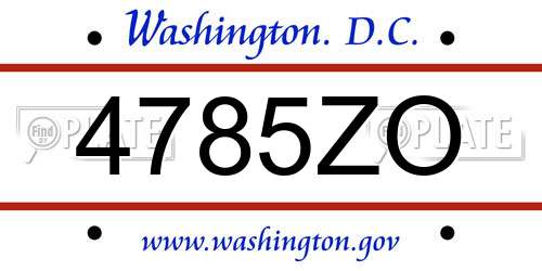 4785ZO District Of Columbia License Plate