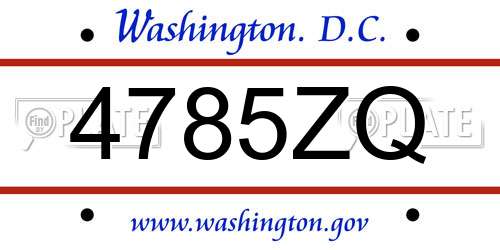 4785ZQ District Of Columbia License Plate