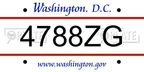 4788ZG District Of Columbia License Plate