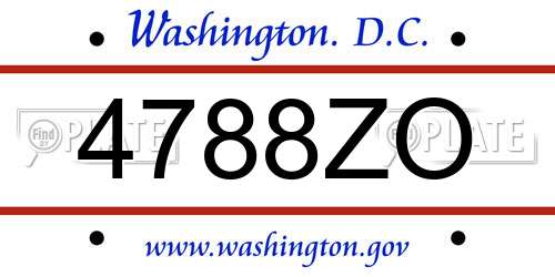4788ZO District Of Columbia License Plate