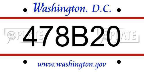 478B20 District Of Columbia License Plate