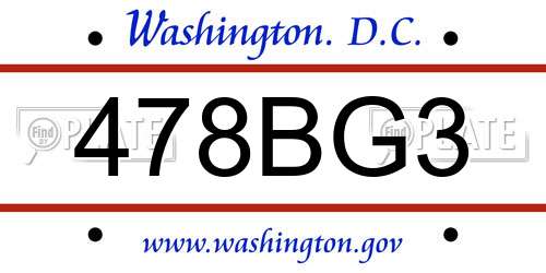 478BG3 District Of Columbia License Plate