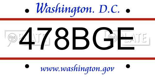 478BGE District Of Columbia License Plate