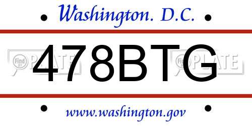 478BTG District Of Columbia License Plate