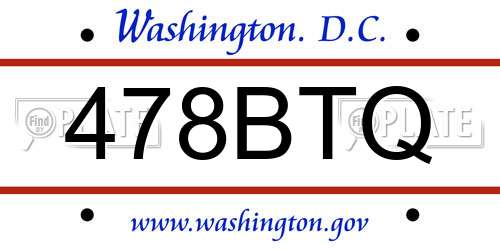 478BTQ District Of Columbia License Plate