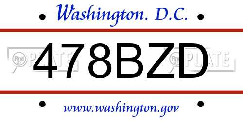 478BZD District Of Columbia License Plate
