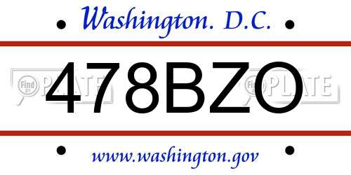 478BZO District Of Columbia License Plate