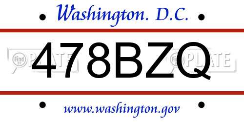 478BZQ District Of Columbia License Plate