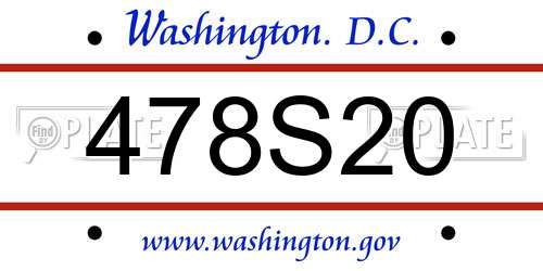 478S20 District Of Columbia License Plate