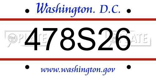 478S26 District Of Columbia License Plate