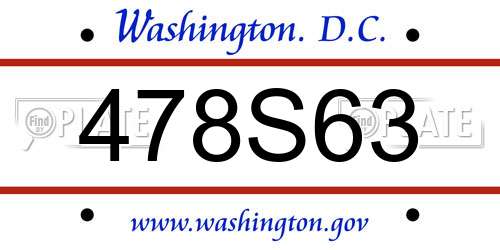 478S63 District Of Columbia License Plate