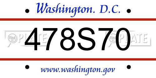478S70 District Of Columbia License Plate