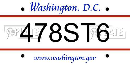 478ST6 District Of Columbia License Plate