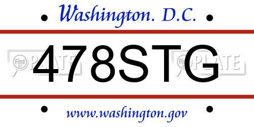 478STG District Of Columbia License Plate