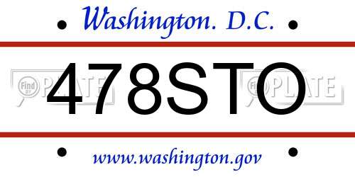 478STO District Of Columbia License Plate