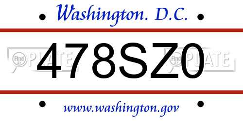 478SZ0 District Of Columbia License Plate
