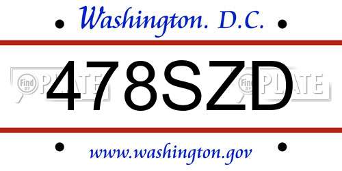 478SZD District Of Columbia License Plate
