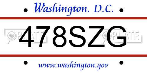 478SZG District Of Columbia License Plate