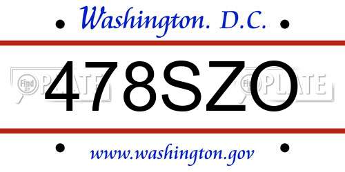 478SZO District Of Columbia License Plate