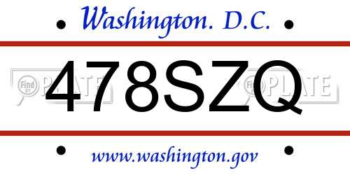 478SZQ District Of Columbia License Plate