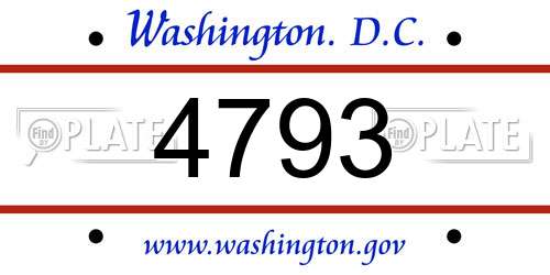 4793 District Of Columbia License Plate