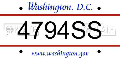 4794SS District Of Columbia License Plate