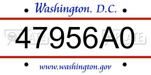 47956A0 District Of Columbia License Plate