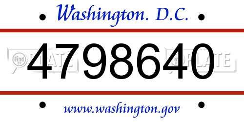 4798640 District Of Columbia License Plate