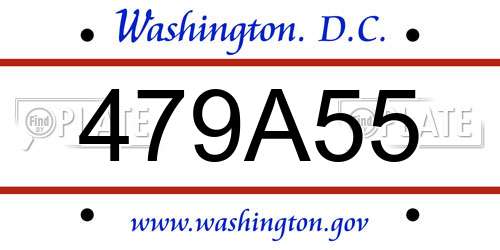 479A55 District Of Columbia License Plate