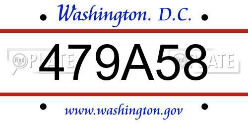 479A58 District Of Columbia License Plate