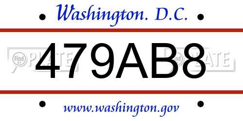 479AB8 District Of Columbia License Plate