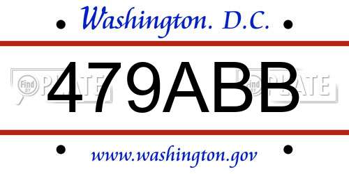 479ABB District Of Columbia License Plate