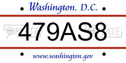 479AS8 District Of Columbia License Plate