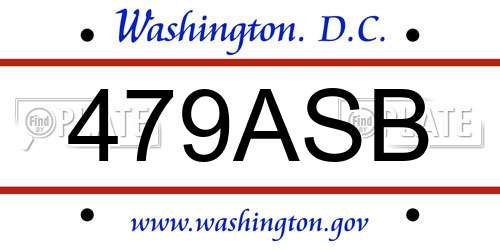 479ASB District Of Columbia License Plate